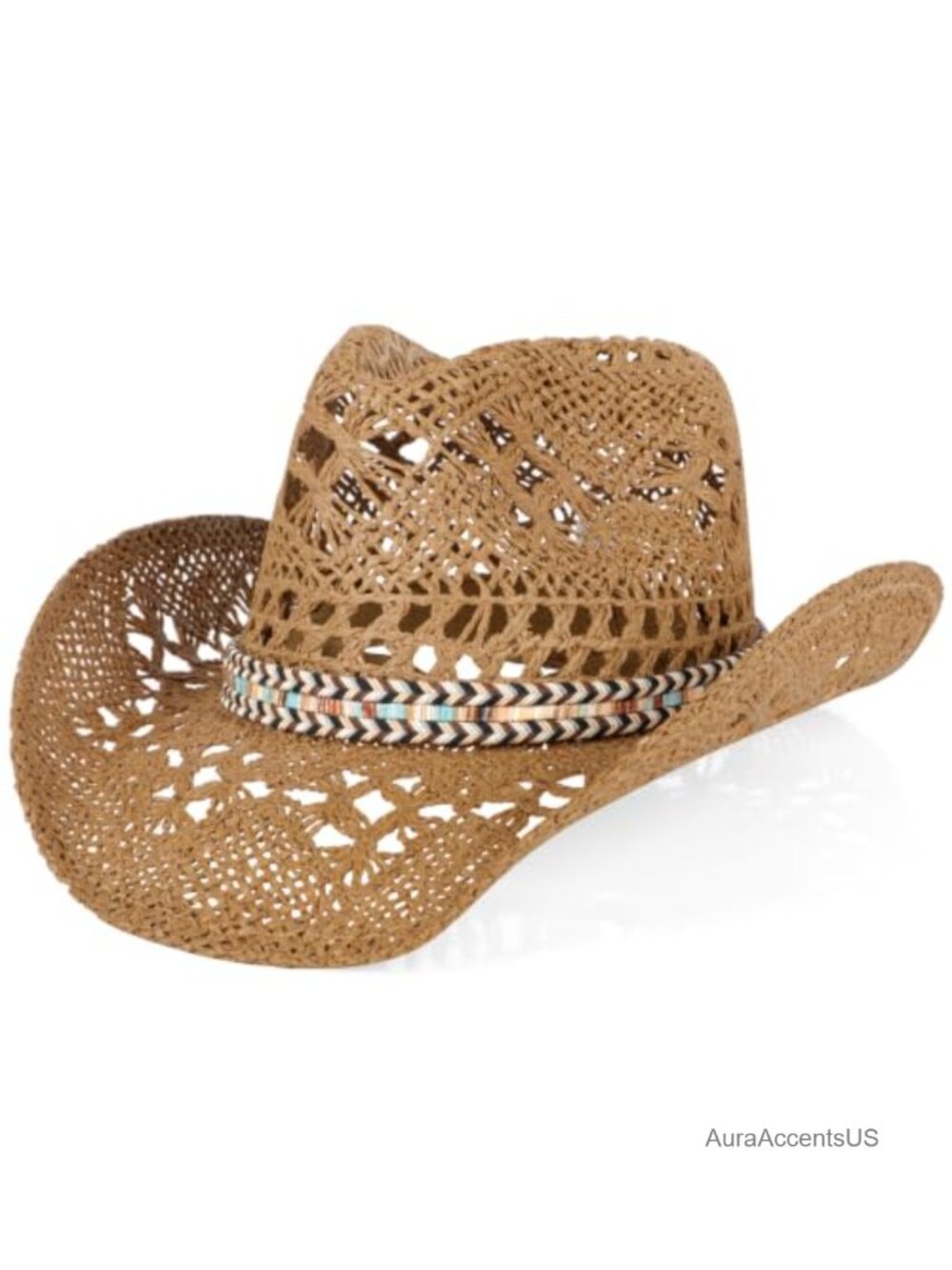 Straw Cowboy Hat Wide Shapeable Brim Western Sun Protection